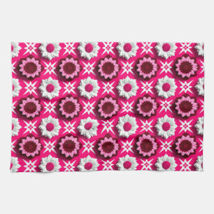 Linge De Cuisine Motif floral avec lotus rose et blanc vibrant