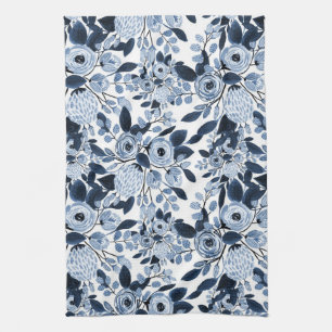 Linge De Cuisine Motif floral bleu marine Pastel
