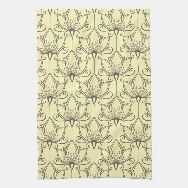 Linge De Cuisine Motif floral crème (Vertical)