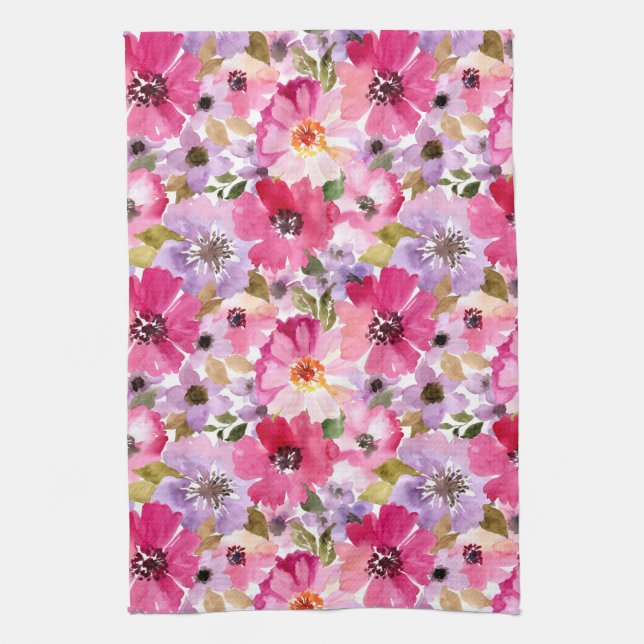 Linge De Cuisine Motif floral d'aquarelle d'été (Vertical)