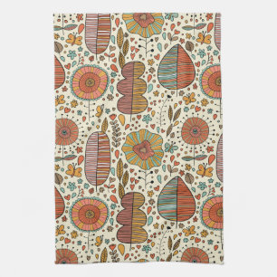 Linge De Cuisine Motif floral d'été fait de feuille