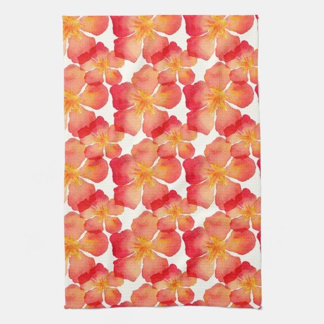 Linge De Cuisine Motif floral d'oléandre orange (Vertical)