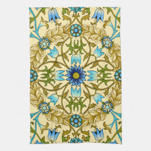 Linge De Cuisine Motif floral vintage bleu aux marguerites de Willi