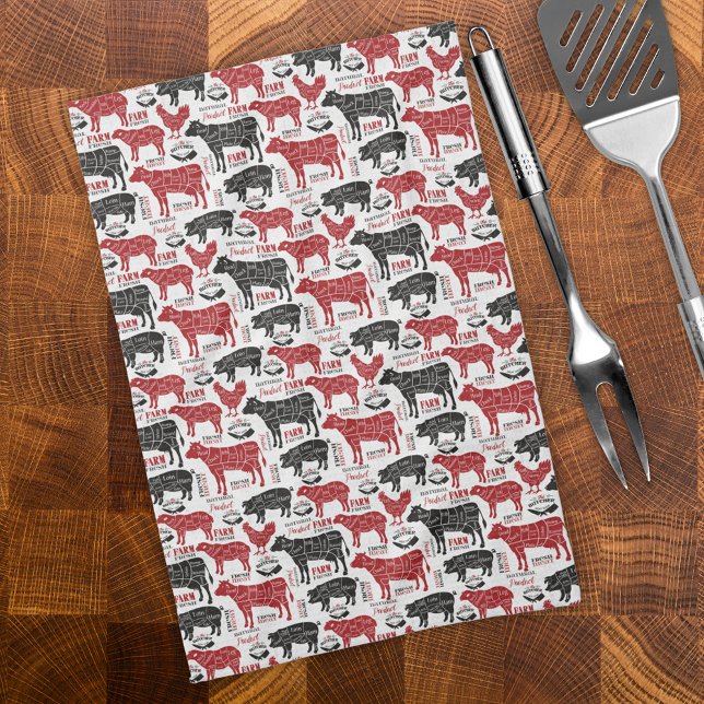 Linge De Cuisine Motif frais de la ferme boucher BBQ Retro (Créateur téléchargé)