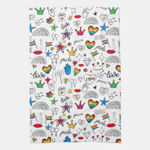 Linge De Cuisine Motif Gay pride Doodle