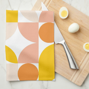 Linge De Cuisine Motif géométrique Abstrait Pêche orange jaune