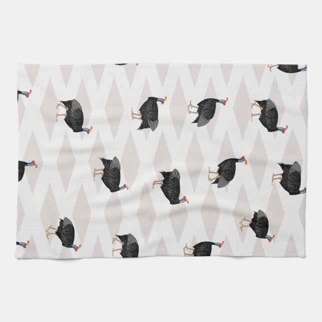 Linge De Cuisine Motif géométrique des oiseaux de la pintade (Horizontal)