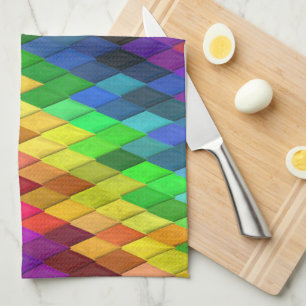 Linge De Cuisine Motif géométrique diamant arc-en-ciel