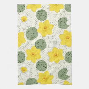 Linge De Cuisine Motif géométrique floral de jonquille botanique (1