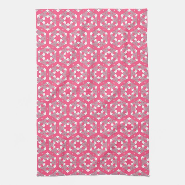 Linge De Cuisine Motif géométrique gris rose d'hexagone (Vertical)