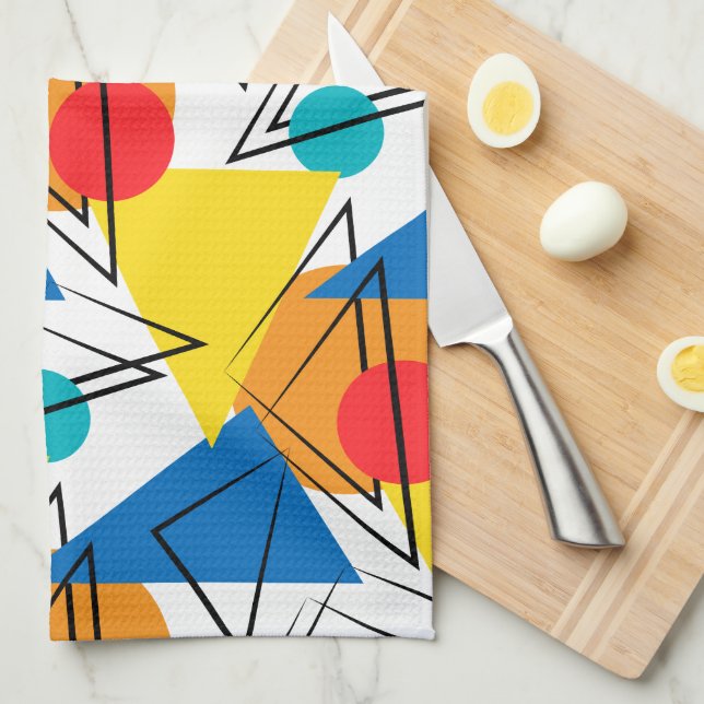 Linge De Cuisine Motif géométrique moderne rétro (Quart Plié)