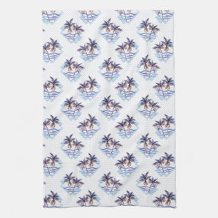 Linge De Cuisine Motif géométrique pourpre de palmier d'aquarelle