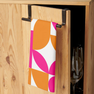 Linge De Cuisine Motif géométrique rose orange milieu du siècle