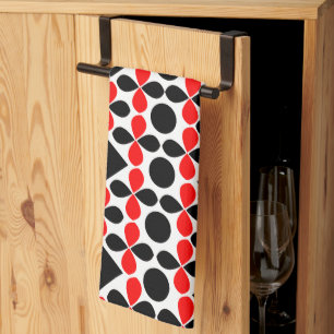 Linge De Cuisine Motif géométrique rouge noir milieu du siècle mode