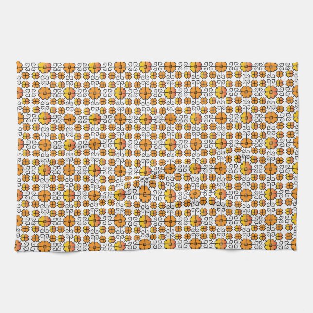 Linge De Cuisine Motif géométrique traditionnel letton SUN signe V (Horizontal)