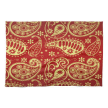 Motif Gold Et Red Paisley