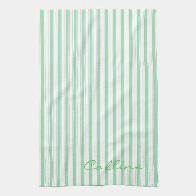 Linge De Cuisine Motif Grandes vertes et blanches (Vertical)