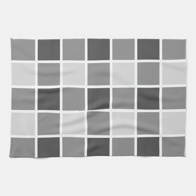 Linge De Cuisine Motif gris carrelé (Horizontal)