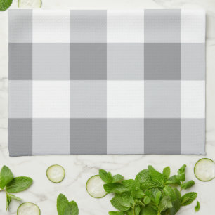 Linge De Cuisine Motif gris et blanc En vichy
