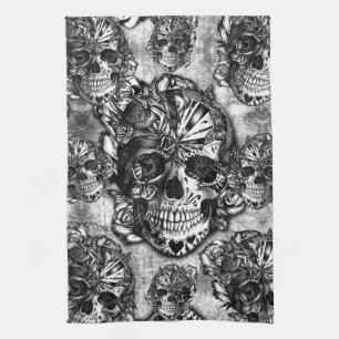 Linge De Cuisine Motif grunge de crâne de sucre