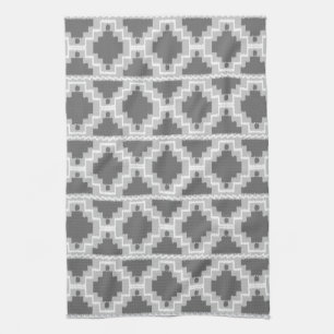Linge De Cuisine Motif Ikat Aztec - gris foncé et clair / gris