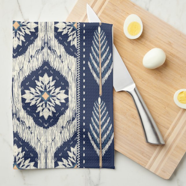Linge De Cuisine Motif Ikat Floral Paisley (Quart Plié)