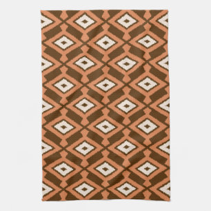 Linge De Cuisine Motif Ikat Navajo, Marron, Rouille et Crème