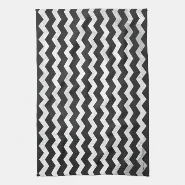 Linge De Cuisine Motif Kohl Black Chevron (Vertical)