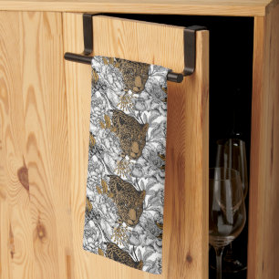 Linge De Cuisine Motif Leopard & Peonies