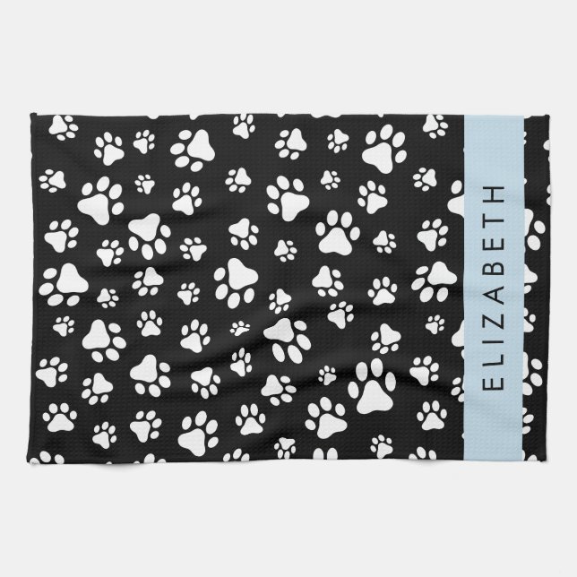 Linge De Cuisine Motif mâle, Patrouilles de chien, Noir et Blanc, V (Horizontal)