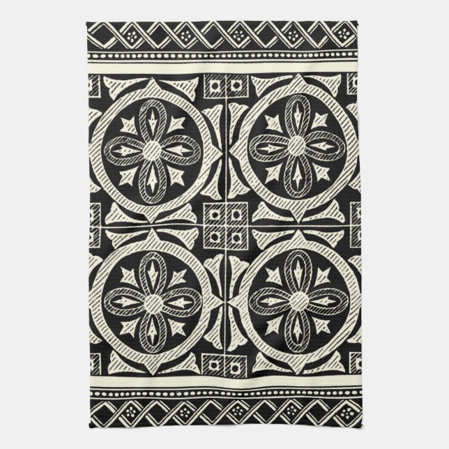 Linge De Cuisine Motif Mandala noir et blanc par Vision Studio (Vertical)