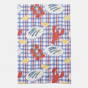 Linge De Cuisine Motif Marché de Fruits de Mer Méditerranéens (3)