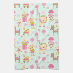 Linge De Cuisine Motif mignon avec Animaux et Jouets heureux