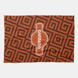 Linge De Cuisine Motif minimaliste afro-noir orange