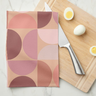 Linge De Cuisine Motif moderne du milieu du siècle Peach Fuzz
