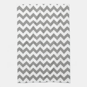 Linge De Cuisine Motif moderne gris et blanc Chevron Zigzag