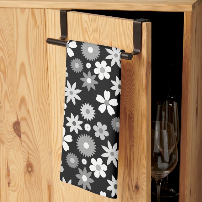 Linge De Cuisine Motif monochrome les années 70 style rétro (Pliage en tiers)