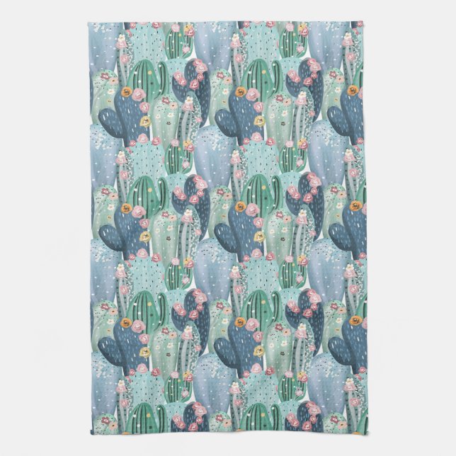 Linge De Cuisine Motif mou de cactus du monogramme | Patel (Vertical)
