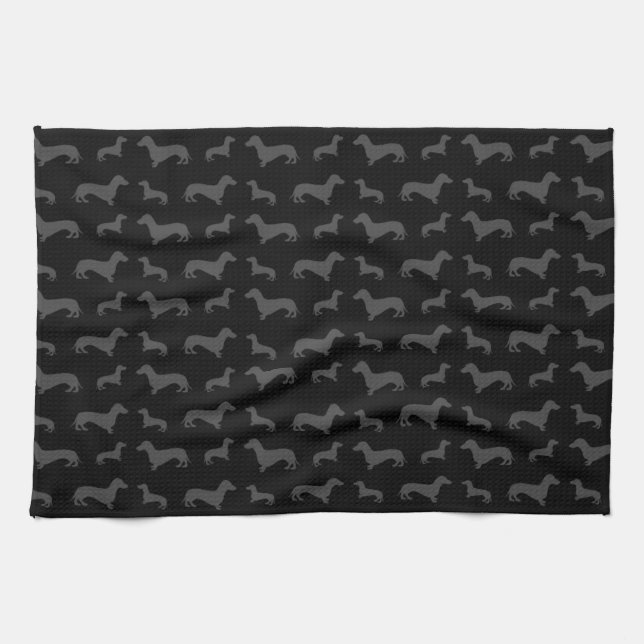 Linge De Cuisine Motif noir mignon de teckel (Horizontal)
