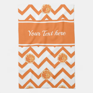 Linge De Cuisine Motif orange moderne avec personnalisation du text