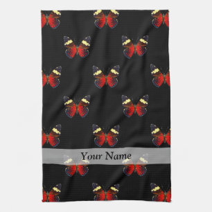 Linge De Cuisine Motif papillon rouge et noir