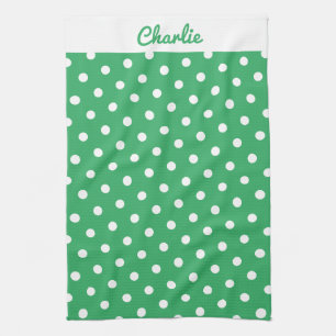 Linge De Cuisine Motif Pois vert élégant Personnalisé