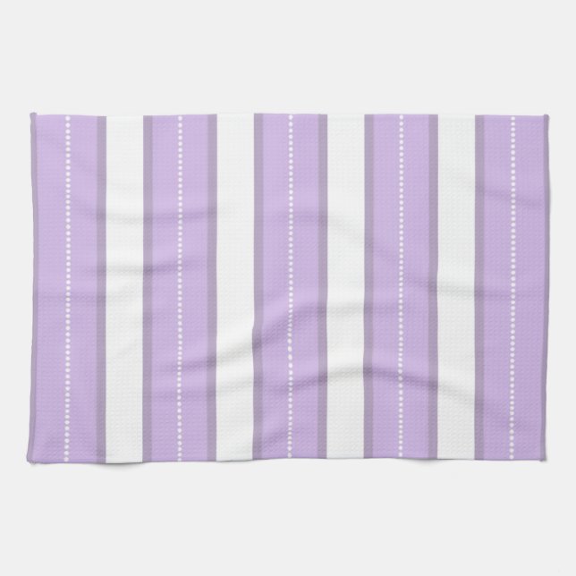 Linge De Cuisine Motif pourpre et blanc de lavande chic de rayures (Horizontal)