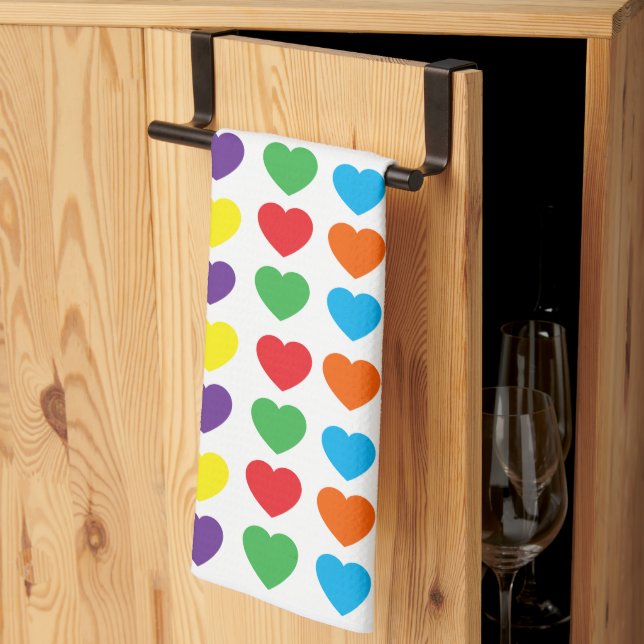 Linge De Cuisine Motif Rainbow Hearts (Pliage en tiers)