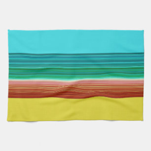 Linge De Cuisine Motif rayé multicolore bleu jaune