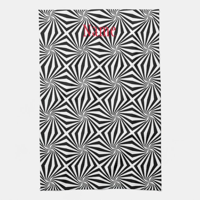 Linge De Cuisine Motif rayonnant noir blanc Thunder_Cove (Vertical)