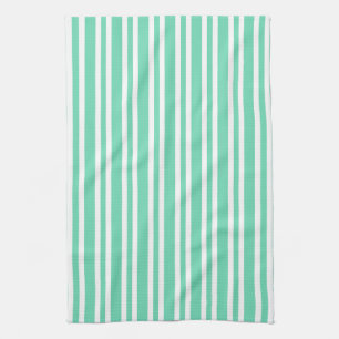 Linge De Cuisine Motif rayures blanches Aquamarine