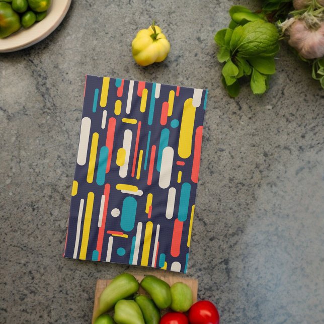 Linge De Cuisine Motif rectangulaire arrondi géométrique (Kitchen Towel)