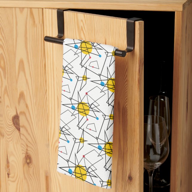 Linge De Cuisine Motif rétro géométrique angulaire (Pliage en tiers)