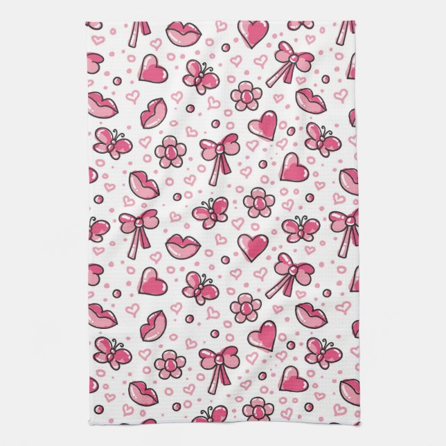 Linge De Cuisine motif romantique (Vertical)